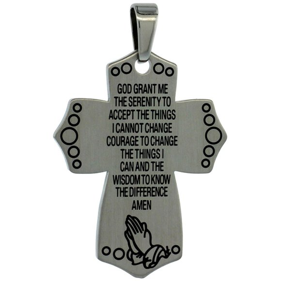 Surgical Steel The Serenity Prayer Cross Necklace - Picture 1 of 2